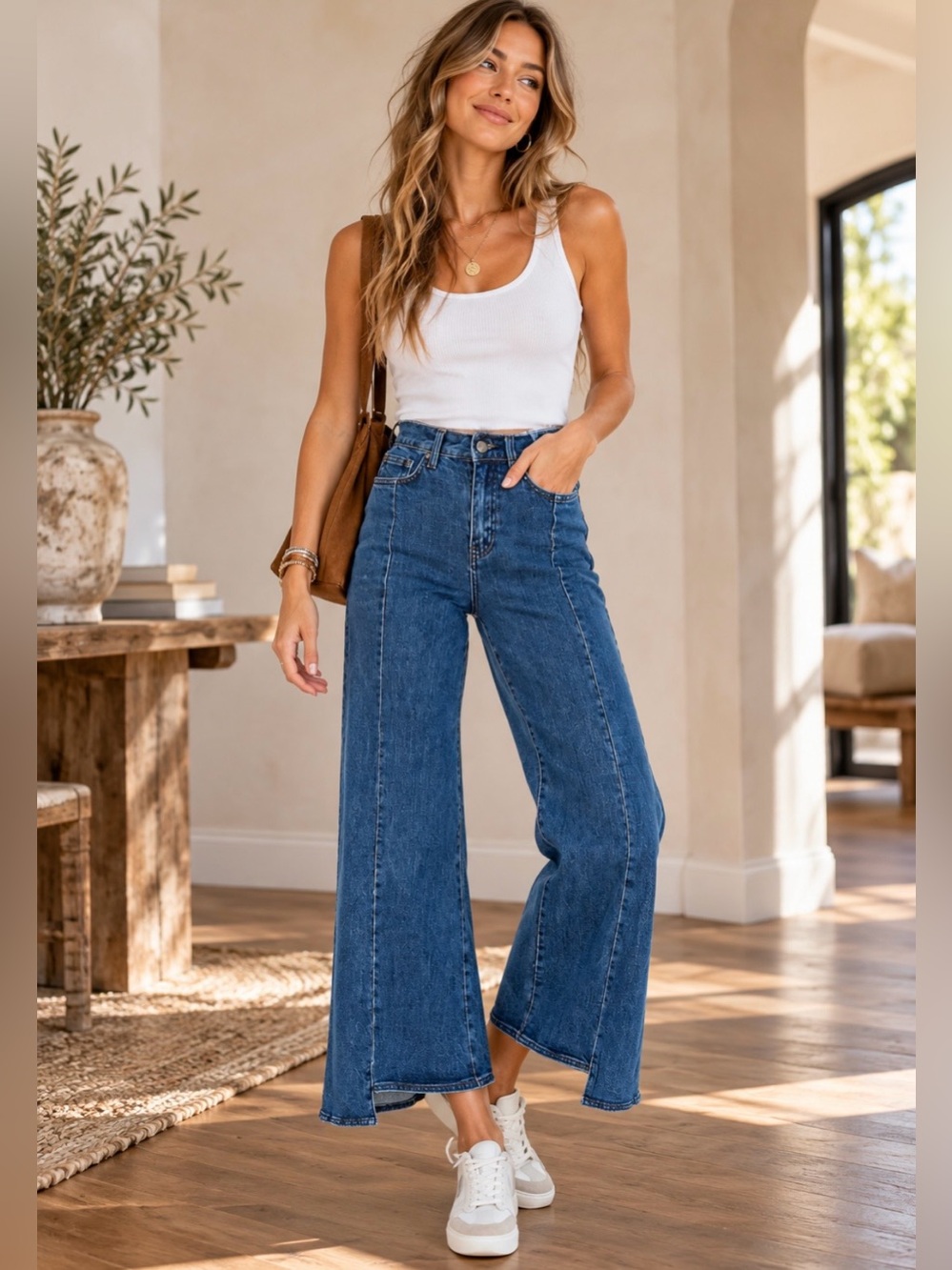 NWT Evidnt Garcia Fray Waist Wide Leg Jeans